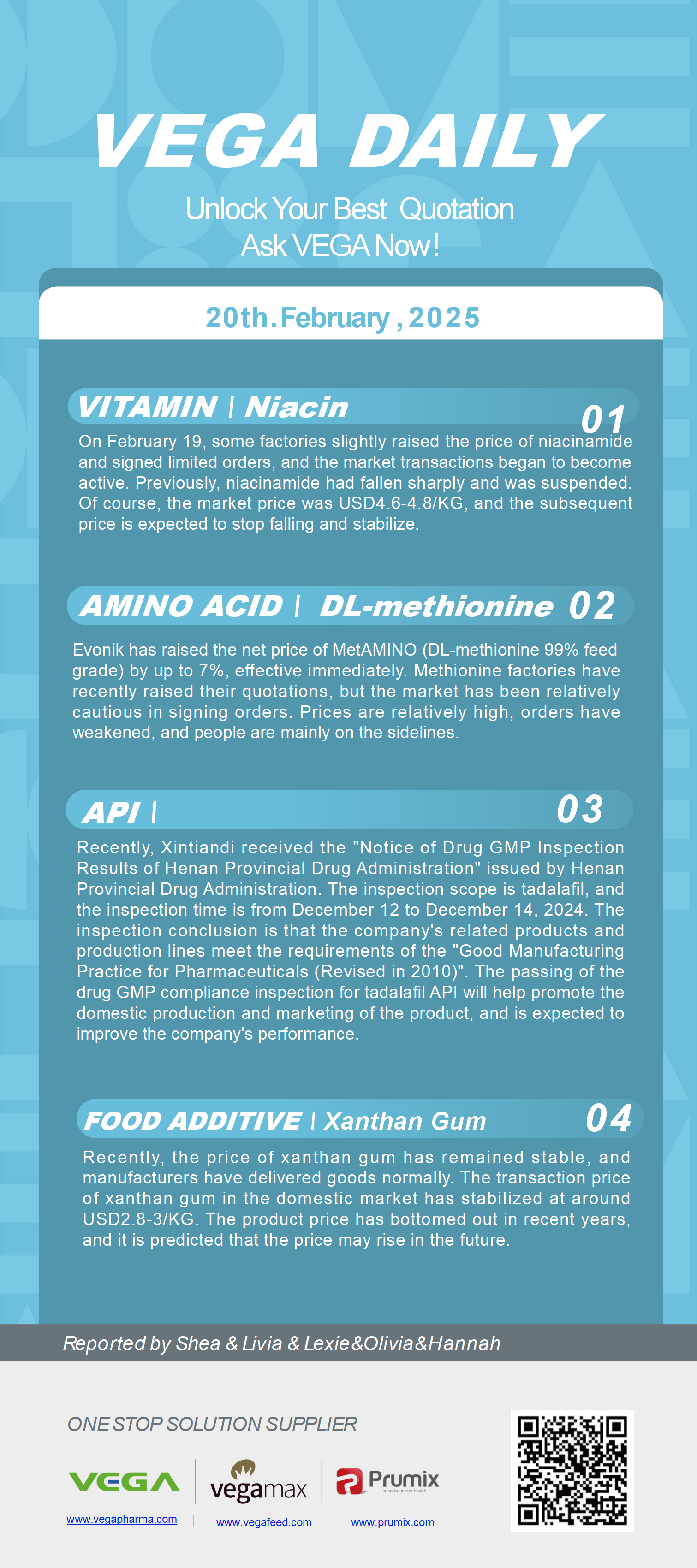 Vega Daily Dated on Feb 20th 2025 Vitamin Amino Acid APl Food Additives.png